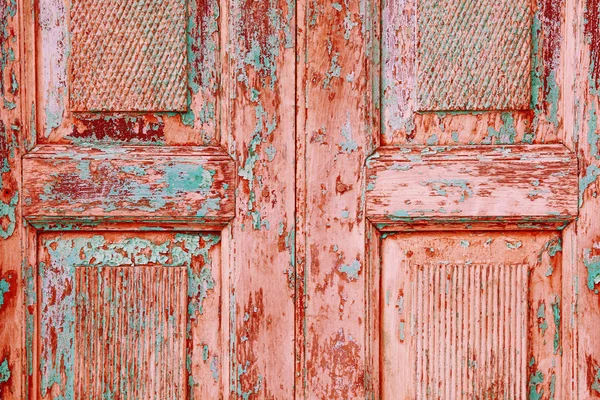 Puertas Viejas Color Rosa Azul Con Asas Fondo Material Madera —  Fotos de Stock