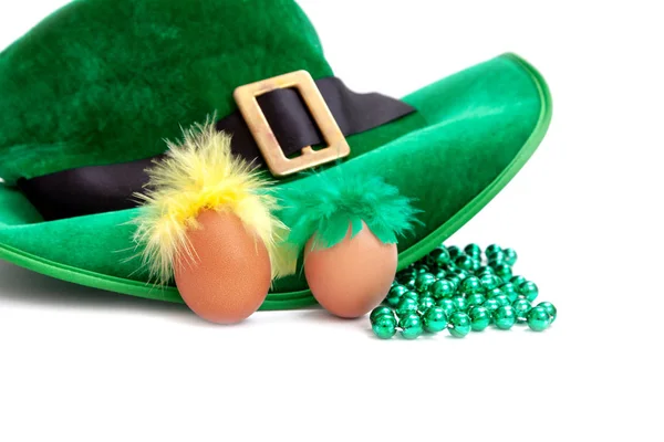 Cappello Costume Giorno San Patrizio Folletto Cappello Verde Irlandese Sfondo — Foto Stock