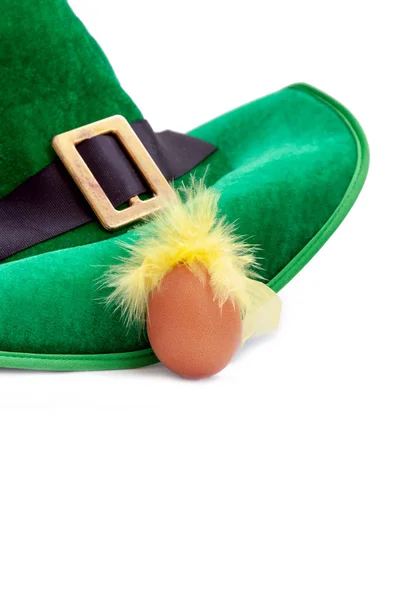 Bir Masal Cini Patrick Günü Kostüm Şapka Yumurta Beyaz Bir — Stok fotoğraf