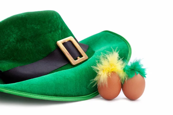 Cappello Costume Giorno San Patrizio Folletto Cappello Verde Irlandese Sfondo — Foto Stock