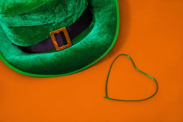 Cappello Costume Giorno San Patrizio Folletto Cappello Cuore Verde Sono — Foto Stock