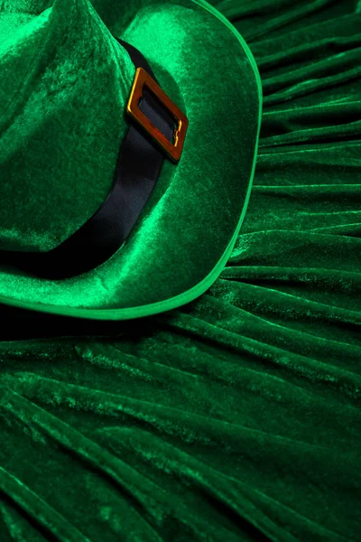 Patrick Day Costume Hat Leprechaun Green Irish Hat Green Background — Stock Photo, Image