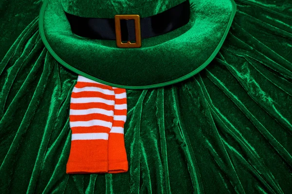 Cappello Costume Giorno San Patrizio Folletto Cappello Irlandese Verde Sfondo — Foto Stock
