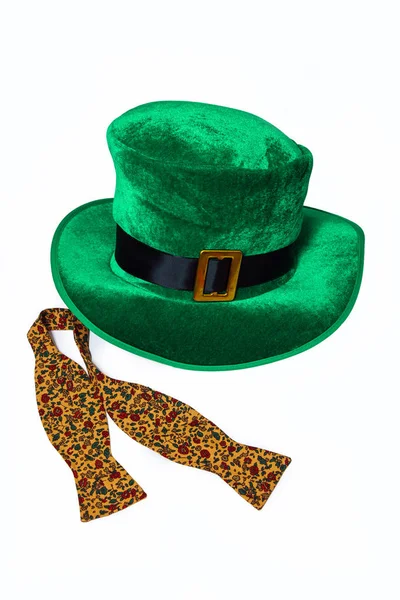 Святого Патріка День Костюм Капелюх Гном Ірландський Зеленому Капелюсі Краваткою — стокове фото
