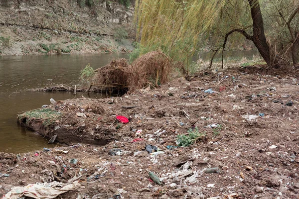garbage plastic river Ukraine nature bottle dirt water trash waste