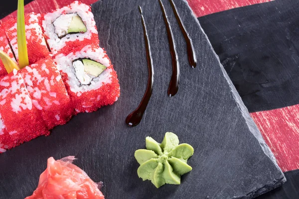 Sushi Metly Garnátů Krevet Japonská Jídla Mořské Plody Restauraci Japonská — Stock fotografie