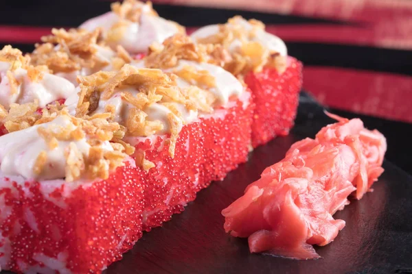 Sushi Batedores Camarões Comida Japonesa Frutos Mar Restaurante Cozinha Japonesa — Fotografia de Stock
