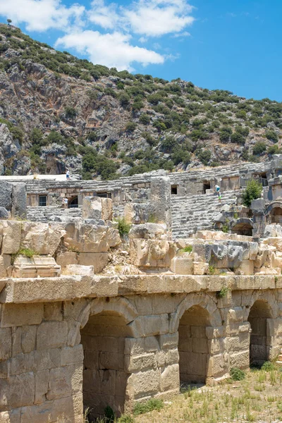 Ερείπια Αρχαίου Αμφιθεάτρου Πολύ Αρχαίο Θέατρο Έχοντας Ιστορικής Αξίας — Φωτογραφία Αρχείου