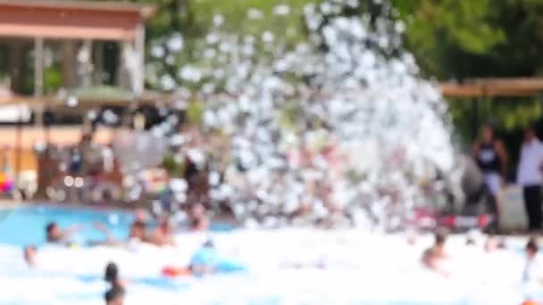 Foam Party Dancing Water Girls Guys Have Fun Swim Pool — Stock Video