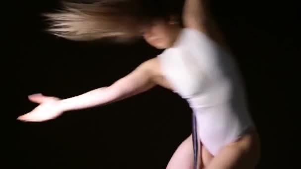 Une fille danse sur un poteau dans une boîte de nuit. Fête pour hommes et danseuses strip girl. Danse érotique et parties ouvertes du corps féminin — Video