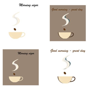 Bir fincan taze kahve. Vektör Illustration. Düz stil. Kafeterya, poster, afiş, kartlar için dekoratif tasarım