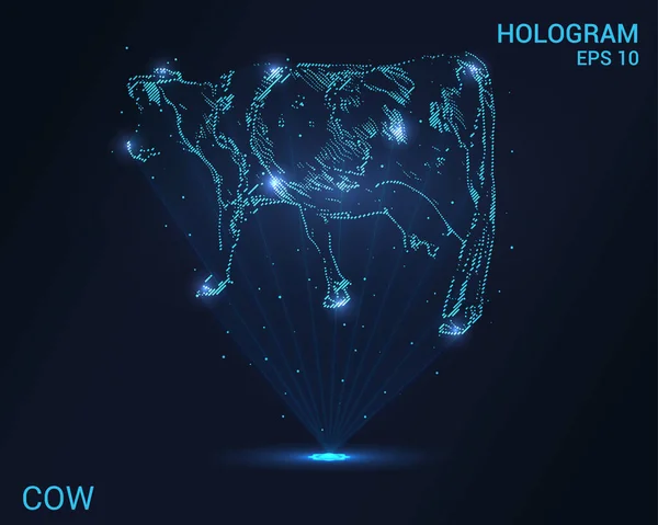 İnek hologramı. İneğin holografik yansıması. Parıldayan parçacıkların enerji akışı. İneği araştırın.