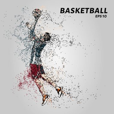 Basketbolcu topu atar. Parçacıkların basketbol topu