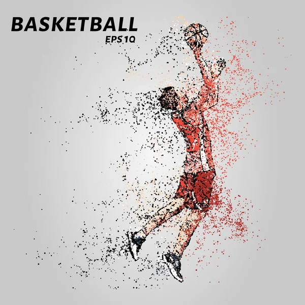 身穿红色制服的篮球运动员 篮球的粒子 — 图库矢量图片#