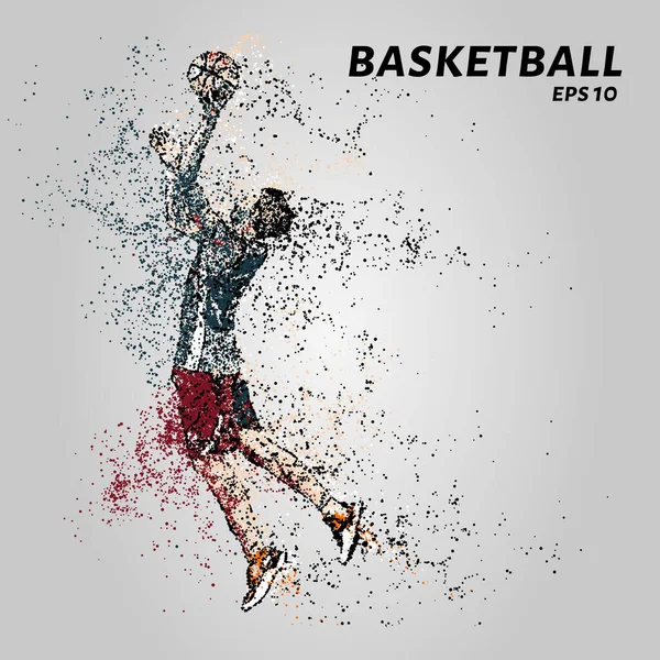 篮球运动员抛出了球 篮球的粒子 — 图库矢量图片#