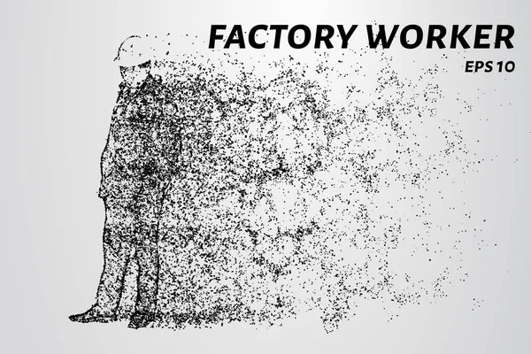 粒子から工場労働者 円と点で構成される作品 — ストックベクタ