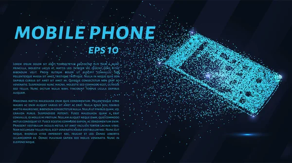 Parçacıklardan gelen telefon. Cep telefonu daireler ve noktalardan oluşur. Vektör illüstrasyonu.