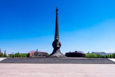 Astana büyük bozkır başkentidir. Kazakistan, Astana, Haziran 2018.