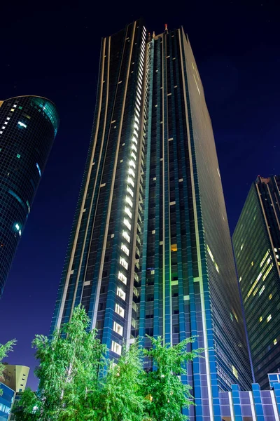 Astana Capital Grande Estepe Cidade Noturna — Fotografia de Stock