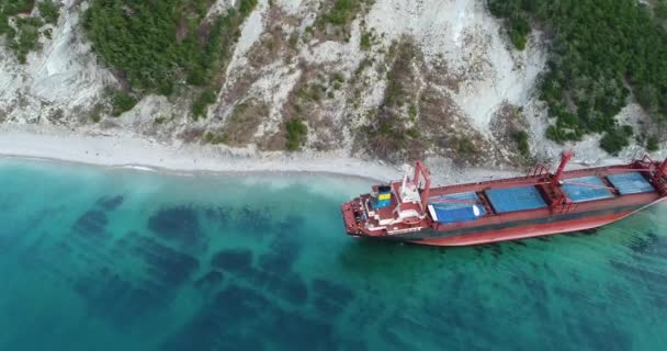 Het Schip Liep Aan Grond Buurt Van Novorossiysk — Stockvideo