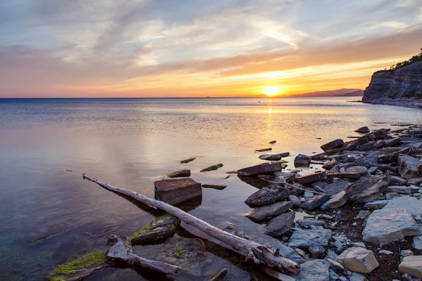 Dramático Pôr Sol Costa Mar Área Gelendzhik Resort Laranja Pôr — Fotografia de Stock