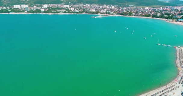 Latające Nad Gelendzhik Beach Lato Wakacje Ośrodek — Wideo stockowe