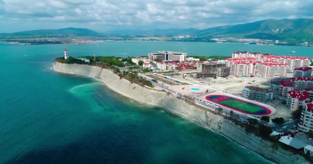 Località Gelendzhik Sorvolando Una Spessa Del Capo Gelendzhik Faro Ripida — Video Stock