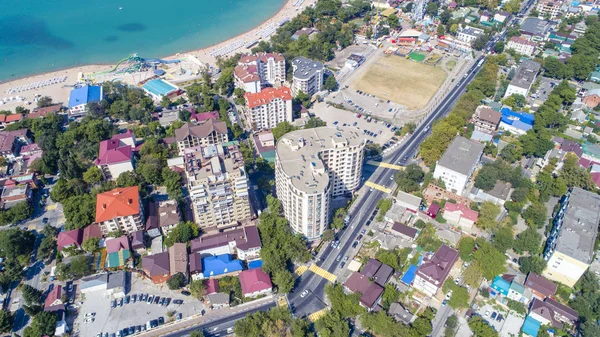 Resort Gelendzhik Morze Czarne Wielopiętrowy Dom Brzegu Gelendzhik Bay Lotu — Zdjęcie stockowe