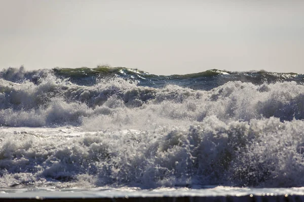 Сильный Опасный Шторм Черном Море Красивый Большой Штормовой Всплеск Геленджикском — стоковое фото