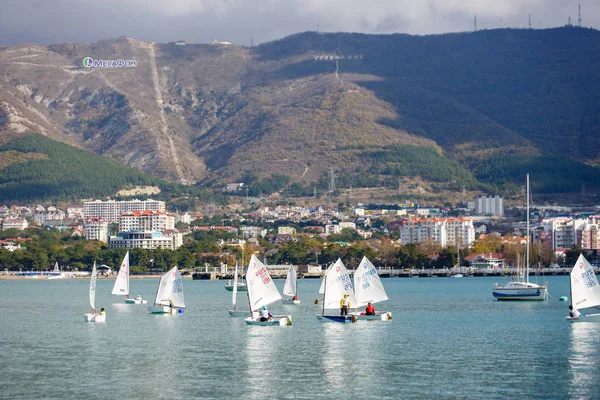 Der Kurort Gelendschik Jährliche Kinderjacht Regatta Viele Yachten Mit Weißen — Stockfoto