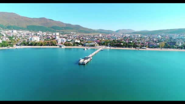 Vista Pájaro Parte Central Ciudad Turística Gelendzhik Muelle Central Estación — Vídeos de Stock