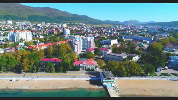 Vista Parte Central Cidade Resort Gelendzhik Vista Olho Pássaro Embankment — Vídeo de Stock