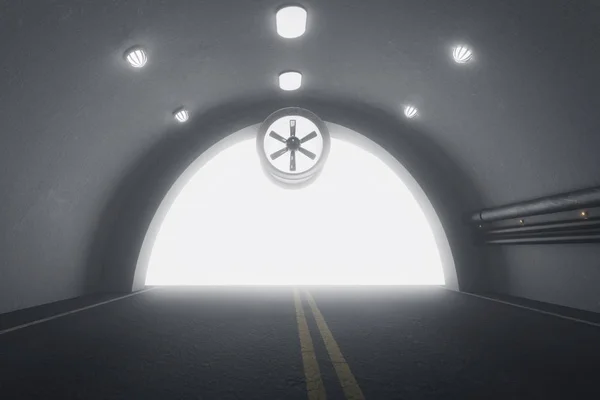 Rendering Del Tunnel Oscuro Con Luce Alla Fine Del Tunnel — Foto Stock