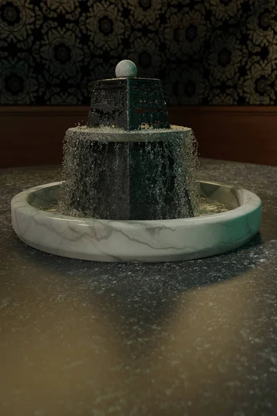 用流动的水渲染室内喷泉 — 图库照片
