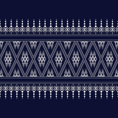 Geometrik etnik kalıp geleneksel arka plan, halı, duvar kağıdı, giysi, ambalaj, Batik, kumaş, sarong, Vektör illüstrasyon nakış tarzı.