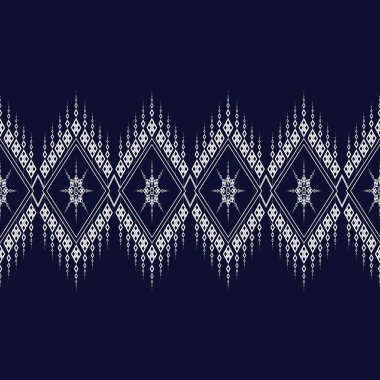 Geometrik etnik kalıp geleneksel arka plan, halı, duvar kağıdı, giysi, ambalaj, Batik, kumaş, sarong, Vektör illüstrasyon nakış tarzı.