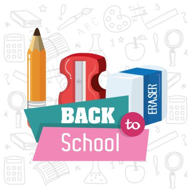 kalemtıraş ve okul gereçleri arka plan vektör çizim kalem silgi