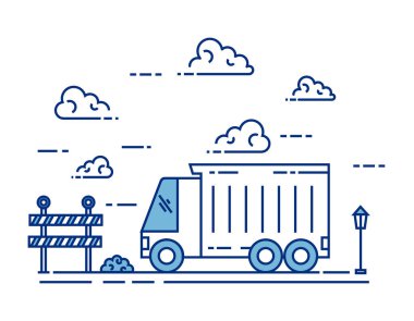 lamba ve bulutlar ile sokakta hat inşaat kamyon