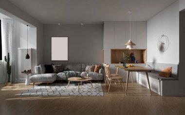 3D render modern oturma odası