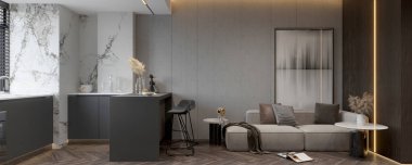 3D render modern oturma odası