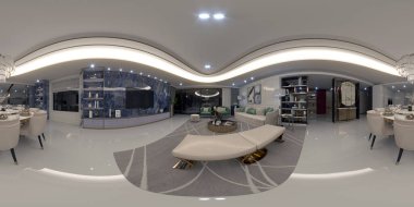 3D render modern oturma odası