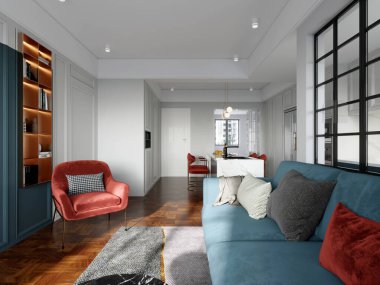 3D render modern oturma odası