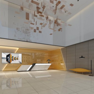 3D, lüks resepsiyon lobisi.