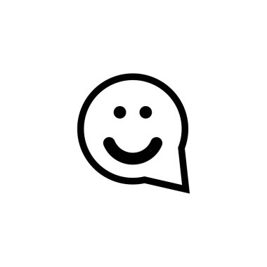 Yuvarlak konuşma balonu vektör simgesinde gülümseyen