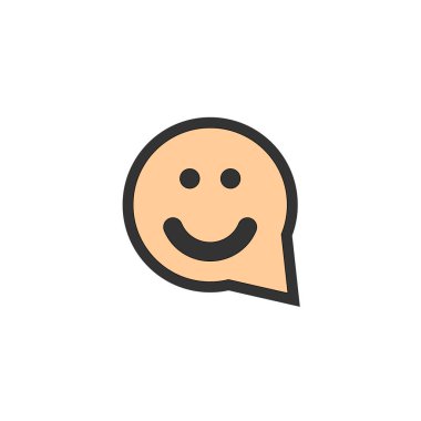 Yuvarlak konuşma balonu vektör simgesinde gülümseyen