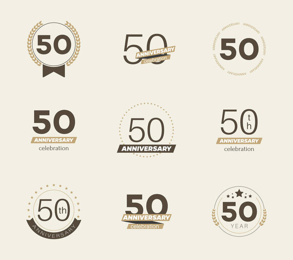 50 years anniversary logo set. 30th anniversary icons. Vector illustration.