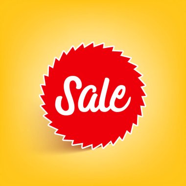 Gölge sarı zemin üzerine kırmızı renkli satışı büyük başlığı. Vektör çizim.