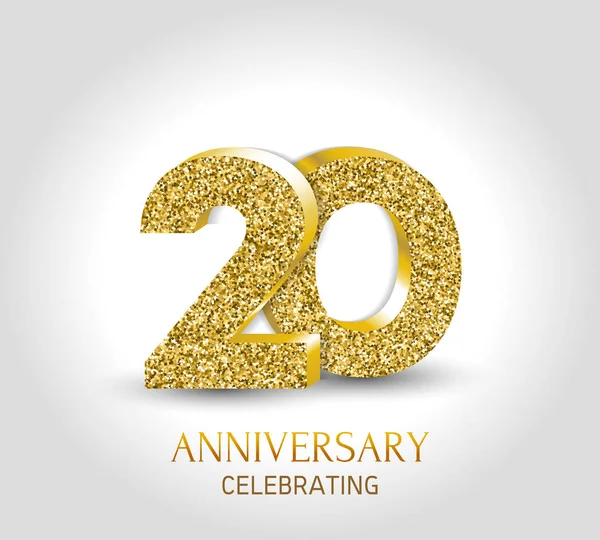 Year Anniversary Banner 20Th Anniversary Logo Gold Elements — Stock Vector