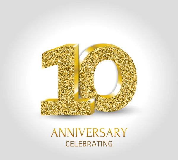 Year Anniversary Banner 10Th Anniversary Logo Gold Elements — Stock Vector