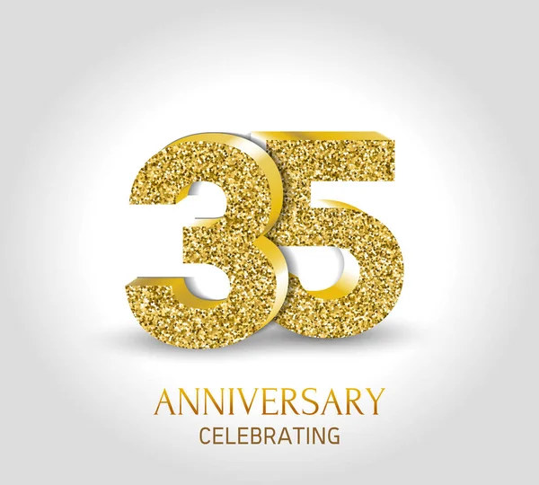 Year Anniversary Banner 35Th Anniversary Logo Gold Elements — Stock Vector